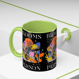 Blooms Person Accent Coffee Mug 11oz 15oz Abstract Floral Head Artistic Colorful Modern Creative Design Black White Ceramic Tea Cup Streetwear Inspired Artistic Fashion Drinkware