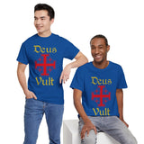 Deus Vult Unisex T Shirt Medieval Crusader Cross Graphic Tee Warrior Knight Inspired Vintage Christian Symbol Heavy Cotton Streetwear
