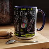 The Charmer Butterfly Accent Coffee Mug 11oz 15oz Black Two Tone Ceramic Cup Aesthetic Iridescent Butterfly Design Gift for Coffee Lovers