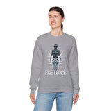 Existence Dystopian Society Cyborg Unisex Heavy Blend Crewneck Sweatshirt Futuristic Sci Fi Robotic Graphic Cyberpunk Streetwear Pullover