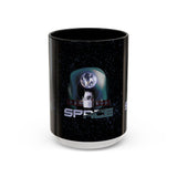 Space Galaxy Accent Coffee Mug 11oz 15oz Astronaut Spacecraft Earth Black Two Tone Ceramic Cup Gift for Space Lovers