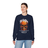 Wildfire Skull Flames Unisex Heavy Blend Crewneck Sweatshirt Gothic Inferno Graphic Bold Streetwear Motivational Statement Pullover