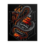 Inferno Spirit Fiery Dragon Whiskey Bottle Matte Vertical Poster Bold Bar Wall Art Gothic Biker Decor Streetwear Aesthetic Tattoo Flame Design Symbol of Rebellion Passion and Energy