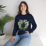 Destiny Fearless Pursuit of Happiness Unisex Heavy Blend Crewneck Sweatshirt Gothic Skeleton Hands Globe Graphic Streetwear Bold Motivational Pullover