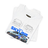 Nissan Skyline GT R R34 Inspired Illustrated JDM Sports Car Graphic T Shirt Iconic Japanese Performance Streetwear Racing Culture Unisex Tee Gift For JDM Car Enthusiasts