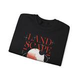 Landscape Unisex Heavy Blend Crewneck Sweatshirt Graphic Pullover Black Nature Inspired Abstract Mountain Outdoor Adventure Modern Streetwear Artistic Creative Fashion Outfit