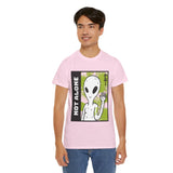 Not Alone Alien Unisex T Shirt Cartoon UFO Graphic Tee Extraterrestrial Sci Fi Space Themed Paranormal Conspiracy Inspired Streetwear Top