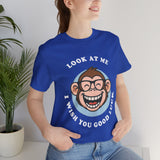 Smiling Monkey Cartoon Good Luck Design Unisex Heavy Cotton Tee Funny Cute Graphic Shirt Positive Vibes Humor Artwork Casual Wear Gift For Friends