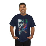 Jocker Split Insanity Unisex Heavy Cotton Tee Bold Gothic Streetwear Dark Psychological Art Design Statement Shirt for Fearless Thinkers and Risk Lovers
