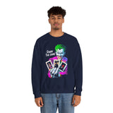 Joker Enjoy The Game Unisex Sweatshirt Bold Gothic Streetwear Dark Psychological Art Design Cozy Heavy Blend Pullover for Risk Takers and Fearless Creators
