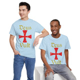 Unisex Deus Vult T Shirt Medieval Crusader Cross Graphic Tee Warrior Knight Inspired Vintage Christian Symbol Heavy Cotton Streetwear