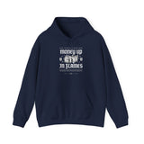 Money Up In Flames Unisex Heavy Blend Hooded Sweatshirt Graphic Hoodie Black Bold Hustle Fire Money Design Streetwear Entrepreneur Alpha Mindset Wealth Fashion