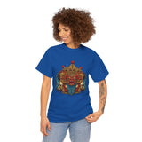 Kala Bhairav Mask Graphic T Shirt Mythical Cultural Warrior Spirit Inspired Tee Tribal Festival Art Streetwear Heavy Cotton Top