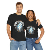 Temporal Echo Lightning Globe Graphic Unisex Heavy Cotton Tee Bold Streetwear Past Present Future Inspired T-Shirt