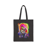 Calavera Punk Skull Tote Bag Neon Gothic Streetwear Accessory Bold Punk Art Festival Carryall For Tattoo Lovers Halloween Outfits And Alternative Fashion Enthusiasts