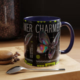 The Charmer Butterfly Accent Coffee Mug 11oz 15oz Black Two Tone Ceramic Cup Aesthetic Iridescent Butterfly Design Gift for Coffee Lovers