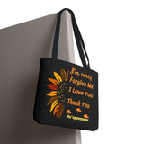 Sunflower Ho'oponopono Tote Bag Hawaiian Healing Prayer Design Spiritual Positivity Canvas Bag Mindfulness Reusable Durable Eco Friendly Shopping Tote