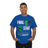 Final Stage Unisex Heavy Cotton Tee Graphic Black T Shirt Skull Neon Green Streetwear Futuristic Cyberpunk Bold Artistic Fashion Outfit