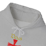 Unisex Deus Vult Hoodie Medieval Crusader Cross Heavy Blend Hooded Sweatshirt Warrior Knight Inspired Vintage Christian Symbol Streetwear