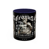 Cronus The Dark Sovereign Accent Coffee Mug 11oz 15oz Greek Mythology Statue Graphic Gothic Streetwear Bold Artistic Ceramic Cup