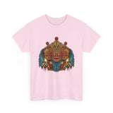 Unisex Balinese Barong Mask Graphic T Shirt Mythical Cultural Warrior Spirit Inspired Tee Tribal Festival Art Streetwear Heavy Cotton Top