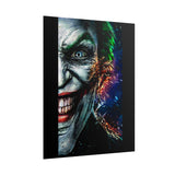 Joker Split Insanity Glossy Poster Bold Gothic Wall Art Dark Psychological Design Fiery Abstract Expression Print for Collectors, Creators, and Visionary Spaces
