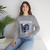 Civilization Eye Of Memory Graphic Unisex Heavy Blend Crewneck Sweatshirt Futuristic Visionary Streetwear Abstract Blue Eye Pullover