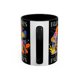 Blooms Person Accent Coffee Mug 11oz 15oz Abstract Floral Head Artistic Colorful Modern Creative Design Black White Ceramic Tea Cup Streetwear Inspired Artistic Fashion Drinkware