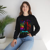 Reaper Of Neon Flames Sweatshirt Cosmic Skull Glow Design Unisex Heavy Blend Streetwear For Power Seekers, Dreamers, And Night Explorers