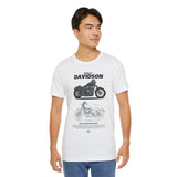 Harley Davidson Sportster Inspired Cruiser Motorcycle Blueprint Graphic Unisex Heavy Cotton Tee Premium Biker Streetwear T Shirt for Riders Enthusiasts Everyday Wear