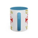 Deus Vult Accent Coffee Mug 11oz 15oz Red Cross Knight Crusader Ceramic Cup Bold Medieval Design Christian Symbol Faith Inspired Coffee Tea Gift Drinkware