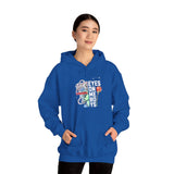 Eyes On Me Boys Medusa Hoodie Comfortable Unisex Heavy Blend Sweatshirt Mythological Streetwear Bold Empowerment Design for Self Expression Perfect Gift for Friends Birthdays Cozy Days Casual Wear