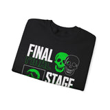 Final Stage Unisex Heavy Blend Crewneck Sweatshirt Graphic Pullover Black Skull Neon Green Streetwear Futuristic Cyberpunk Bold Artistic Fashion Outfit