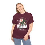 Bloom Stronger Floral Graphic Black Unisex Heavy Cotton T Shirt Motivational Nature Inspired Aesthetic Streetwear Fashion Outfit