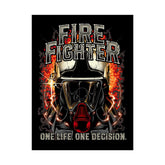 Firefighter Motivational Poster One Life One Decision Wall Art Tribute To Heroes Courage Quote Fire Rescue Design Home Decor Gift For Firefighters Gym Office Inspirational Wall Print