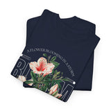 Bloom Stronger Floral Graphic Black Unisex Heavy Cotton T Shirt Motivational Nature Inspired Aesthetic Streetwear Fashion Outfit
