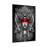 Mystic Warrior Goddess Poster Museum-Quality Wall Art Print Sacred Feminine Energy Gothic Tribal Line Design Perfect for Home Decor Studios Meditation Corners and Art Lovers