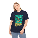 The Watcher Owl All Seeing Wisdom Unisex Heavy Cotton Tee Futuristic Mystic Streetwear T Shirt With Geometric Owl Symbol Neon Glow Artistic Design For Thinkers Visionaries And Night Owls