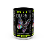 The Charmer Butterfly Accent Coffee Mug 11oz 15oz Black Two Tone Ceramic Cup Aesthetic Iridescent Butterfly Design Gift for Coffee Lovers
