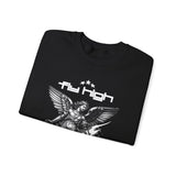 Fly High Angel Design Unisex Heavy Blend Crewneck Sweatshirt Guardian Spirit Angel Wings Spiritual Streetwear Pullover