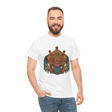 Unisex Balinese Barong Mask Graphic T Shirt Mythical Cultural Warrior Spirit Inspired Tee Tribal Festival Art Streetwear Heavy Cotton Top