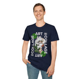 Collage Art Unisex Softstyle T Shirt Modern Graphic Tee Black Futuristic Nature Inspired Abstract Design Minimalist Streetwear Creative Fashion Outfit