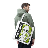 Not Alone Alien Tote Bag Sci Fi Extraterrestrial UFO Design Canvas Bag Space Lover Reusable Eco Friendly Durable Shopping Travel Lifestyle Tote