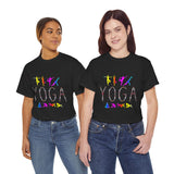 Yoga Graphic Unisex T Shirt Colorful Pose Typography Tee Spiritual Mindfulness Meditation Fitness Lifestyle Heavy Cotton Top for Men and Women