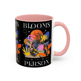 Blooms Person Accent Coffee Mug 11oz 15oz Abstract Floral Head Artistic Colorful Modern Creative Design Black White Ceramic Tea Cup Streetwear Inspired Artistic Fashion Drinkware