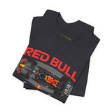 Formula One Style Open Wheel Racing Car Overhead Graphic Unisex Tee Motorsport Performance Streetwear Inspired By Red Bull Racing Colors High Speed Track Culture Design For Racing Fans