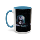 Space Galaxy Accent Coffee Mug 11oz 15oz Astronaut Spacecraft Earth Black Two Tone Ceramic Cup Gift for Space Lovers