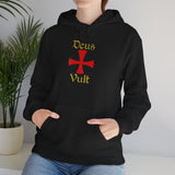 Unisex Deus Vult Hoodie Medieval Crusader Cross Heavy Blend Hooded Sweatshirt Warrior Knight Inspired Vintage Christian Symbol Streetwear