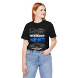 Aventador Blue Hypercar Blueprint Unisex Heavy Cotton Tee High Performance Streetwear Design for Car Enthusiasts Racers and Speed Lovers