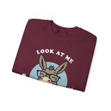 Look At Me I Wish You Good Luck Funny Donkey Unisex Sweatshirt Hilarious Cartoon Graphic Pullover Positive Vibes Humor Design Cozy Casual Wear Gift Idea